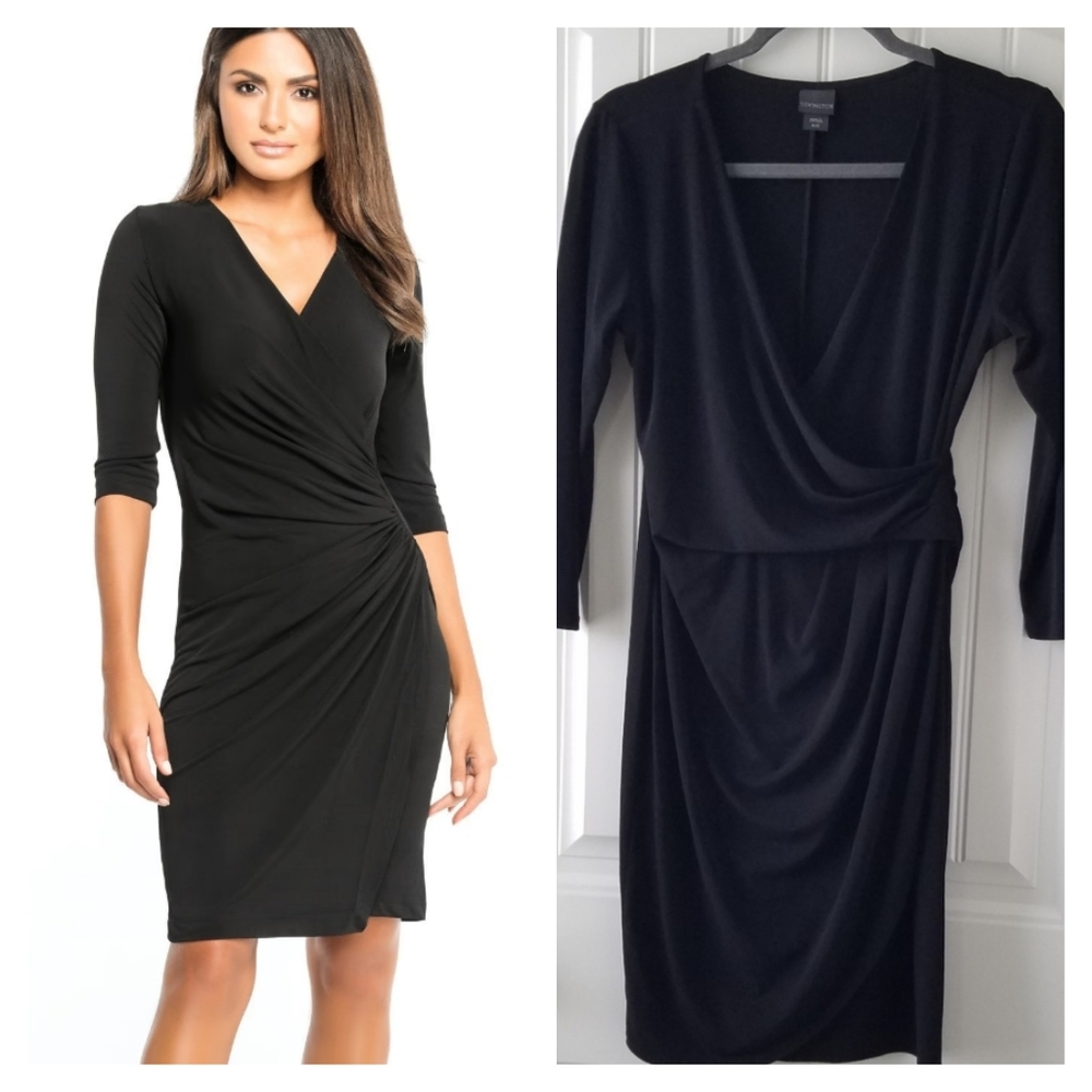 COVINGTON Faux Wrap Black Dress Size S